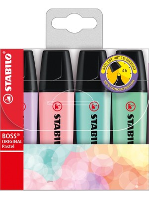 Renas Store Stabılo Boss Orıgınal Pastel- Marker Işaretleme Kalemi, 2 mm ve 5 mm Uç, 4lü Paket (4 Adet x 1 Paket)