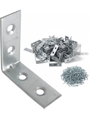 Renas Store (50 Adet) Metal Köşebent 40X40X15 mm Kalın L Demiri Gönye Mobilya Duvar Sabitleme Bağlantı Aparatı