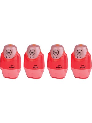 Renas Store Serve E-Bot Silgili Kalemtıraş Fosforlu Kırmızı 4lu Set