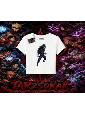 Tarzsokak Madara Uchiha Naruto Anime Karakteri Kadın Baby Tee Beyaz