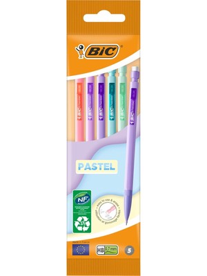 Renas Store Bic Matic Pastel Renkler 5'li Özel Pakette 0,7 Uçlu Mekanik Basmalı Versatil Kalem