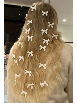 Renas Store Kırık Beyaz Fiyonk Toka,krem Küçük Fiyonk Örgü Süsü,pinterest Model Kurdela Toka Seti 6 Adet