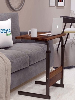 Renas Store Yükseklik Ayarlı Çalışma Masası, Hasta Yemek Masası, Laptop Sehpası, 60X40 Cm, Doğal Ceviz
