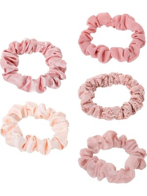 Renas Store Miniso 5'li Kumaş Saç Lastiği Seti Pembe