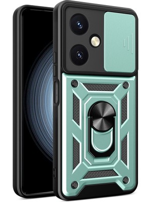 Magicool Vivo Y27 Kılıf Pars Lens Yüzüklü Silikon - Yeşil