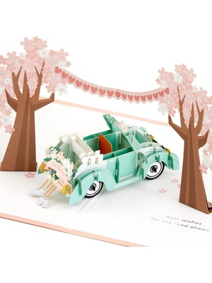 Renas Store Hallmark Signature Paper Wonder Pop Up Düğün Kartı (Klasik Araba, Yeni Evlenmiş) (5RZH1207)