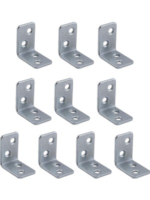 Renas Store BADEM10 Mobilya Köşe Bağlantı Sabitleme L Demir Deprem Dolap Duvar Birleştirme Gönye 30X30X20 mm (10 Adet)