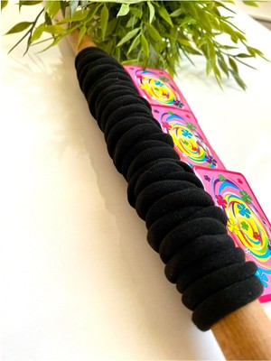 Renas Store Hb Tasarım 36 Lı Havlu Lastik Toka-Siyah-Küçük Boy
