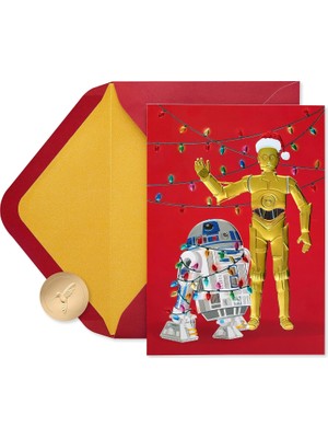 Renas Store Papyrus Yıldız Savaşları Noel Kartları Zarflar, Droids To The World, R2D2 ve C3PO (12 Sayı)