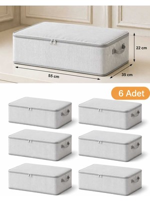 Empressco 6 Adet- Antrasit Çizgili Orta Boy Baza Altı ve Çekyat Tipi Hurç 55X35X22 cm