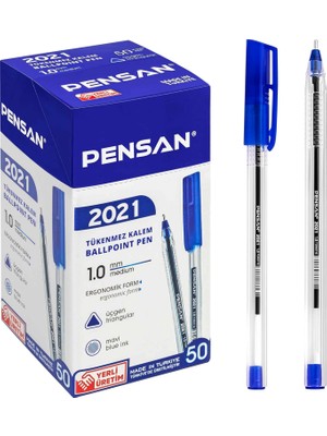 Renas Store Pensan Tükenmez Kalem Şeffaf Üçgen 1.0 2021 Mavi 50 Li