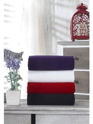 Renas Store Denizli Çeyiz 4 Adet Saç Boyası Tutmayan Siyah Kırmızı Beyaz Mor Mikrofiber El-Yüz-Kuaför-Spor-Havlusu