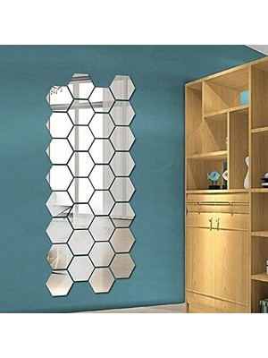 Renas Store Bulutretail Yapışkanlı Akrilik Gümüş Ayna Seti 12 Adet