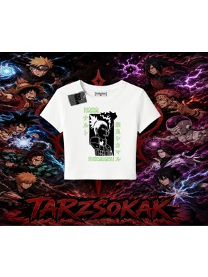 Tarzsokak Shikamaru Nara Naruto Anime Karakter Kadın Baby Tee Beyaz