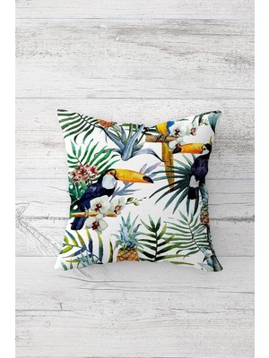 Renas Store Pelangi Tropical Desen Çift Tarafı Baskılı Gizli Fermuarlı Yastık Kılıfı Kırlent Koltuk Yastık Kılıfı, Sarı-Yeşil-Mavi 45 x 45, 2469181145451