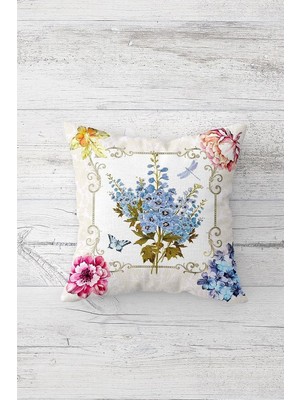 Renas Store Pelangi Unutma Beni Çiçekli Çift Tarafı Baskılı Gizli Fermuarlı Yastık Kılıfı Kırlent Koltuk Yastık Kılıfı, Beyaz 45 x 45, 2469102745451