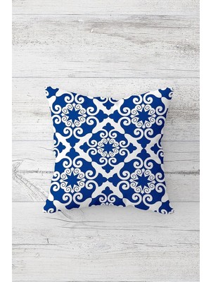 Renas Store Pelangi Etnik Şal Desen Çift Tarafı Baskılı Gizli Fermuarlı Yastık Kılıfı Kırlent Koltuk Yastık Kılıfı, Beyaz-Saks Mavisi 45 x 45, 24691114345451