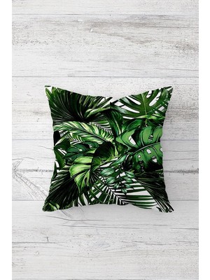 Renas Store Pelangi Tropical Yaprak Desen Çift Tarafı Baskılı Gizli Fermuarlı Yastık Kılıfı Kırlent Koltuk Yastık Kılıfı, Koyu-Yeşil 45 x 45, 2469187745451