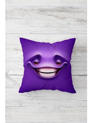 Renas Store Pelangi Mor Rahatlamış Emoji Çift Tarafı Baskılı Gizli Fermuarlı Yastık Kılıfı Kırlent Koltuk Yastık Kılıfı, Mor-Beyaz 45 x 45, 24691128645451