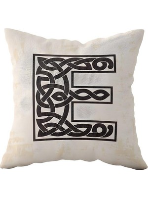 Renas Store Pelangi E Harfi Bej Çift Tarafı Baskılı Gizli Fermuarlı Dekoratif Yastık Kılıfı Kırlent Kılıfı Yastık Kılıfı, Açık Krem Rengi 43 x 43