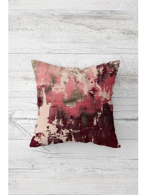 Renas Store Pelangi Batik Renk Geçişli Çift Tarafı Baskılı Gizli Fermuarlı Yastık Kılıfı Kırlent Koltuk Yastık Kılıfı, Pudra-Bordo 45 x 45