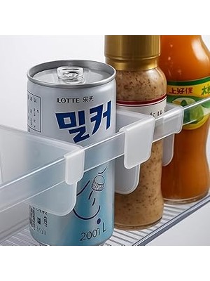 Renas Store Çok Amaçlı Buzdolabı Raf Ayırıcı 5’li Set, Şeffaf Plastik Düzenleyici Aparat, Içecek ve Sos Şişesi Organizer