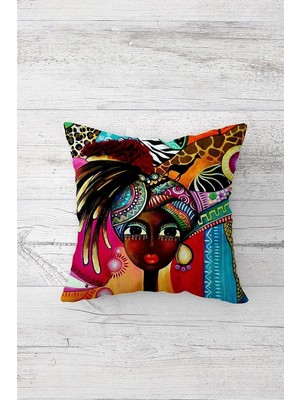 Renas Store Pelangi Afrikalı Kadın Çift Tarafı Baskılı Gizli Fermuarlı Yastık Kılıfı Kırlent Koltuk Yastık Kılıfı, Çok Renkli 45 x 45