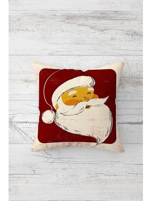Renas Store Pelangi Yılbaşı Noel Baba Çift Tarafı Baskılı Gizli Fermuarlı Yastık Kılıfı Kırlent Koltuk Yastık Kılıfı, Bordo-Beyaz 45 x 45