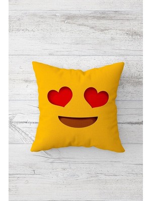 Renas Store Pelangi Kalpli Göz Emoji Çift Tarafı Baskılı Gizli Fermuarlı Yastık Kılıfı Kırlent Koltuk Yastık Kılıfı, Kırmızı-Sarı 45 x 45, 2469132845451