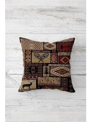Renas Store Pelangi Etnik Patchwork Desenli Çift Tarafı Baskı Gizli Fermuarlı Yastık Kılıfı Kırlent Koltuk Yastık Kılıfı, Karışık Renkli 45 x 45