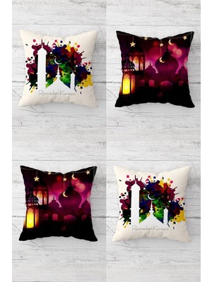 Renas Store Pelangi Batik Renk Geçişli Gizli Fermuarlı Kırlent Kılıfı Koltuk Yastık Kılıfı TAKIM(4ADET), Mor-Siyah-Beyaz 43 x 43, 3856763145457