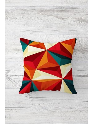 Renas Store Pelangi Renkli Üçgen Piramit Çift Tarafı Baskılı Gizli Fermuarlı Yastık Kılıfı Kırlent Koltuk Yastık Kılıfı, Kiremit-Turuncu 45 x 45