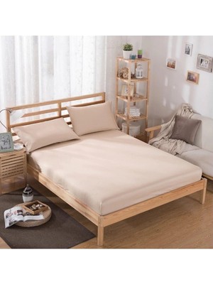 Renas Store Mer-Tim Pamuklu Ranforce Tek Kişilik Lastikli Çarşaf Takımı Sütlü Kahve 90X190
