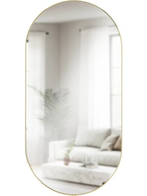 Umbra Hubba Pirinç Çerçeveli Oval Duvar Aynası 91 cm