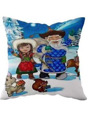 Renas Store Pelangi Etnik Desenli Çift Taraflı Gizli Fermuarlı Yastık Kılıfı Kırlent Koltuk Yastık Kılıfı, Mavi 43 x 43