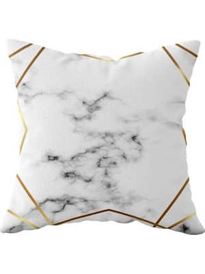 Renas Store Pelangi Mermer Desenli Çift Taraflı Gizli Fermuarlı Yastık Kılıfı Kırlent Koltuk Yastık Kılıfı, Siyah-Beyaz-Gold 43 x 43