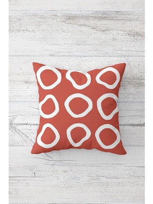 Renas Store Pelangi Geometrik Desenli Çift Tarafı Baskılı Gizli Fermuarlı Yastık Kılıfı Kırlent Koltuk Yastık Kılıfı, Nar Çiçeği 45 x 45, 24691146745451