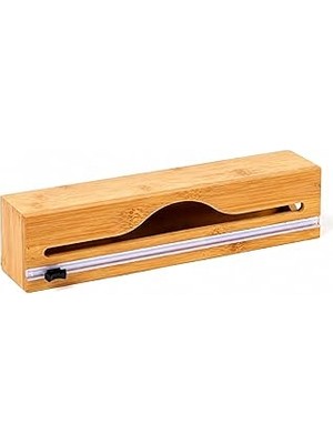 Renas Store Doğal Bambu Streç Film ve Alüminyum Folyo Dispenser Kesici Kutusu, Asılabilir Mutfak Düzenleyici Organizer, Pratik Kesim ve Saklama Aparatı, Premium Dayanıklı Tasarım, 33,4 x 8 cm
