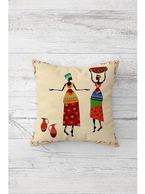 Renas Store Pelangi Afrikalı Kadın Çift Tarafı Baskılı Gizli Fermuarlı Yastık Kılıfı Kırlent Koltuk Yastık Kılıfı, Krem 45 x 45, 24691174745451