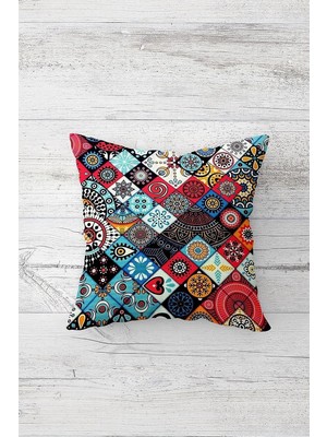 Renas Store Pelangi Patchwork Desenli Çift Tarafı Baskı Gizli Fermuar Yastık Kılıfı Kırlent Koltuk Yastık Kılıfı, Karışık Renkli 45 x 45, 24691197645451