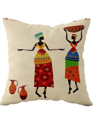 Renas Store Pelangi Etnik Desenli Çift Taraflı Gizli Fermuarlı Yastık Kılıfı Kırlent Koltuk Yastık Kılıfı, Bej 43 x 43