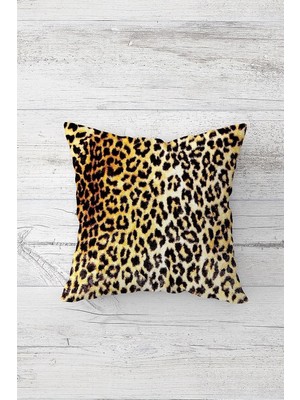 Renas Store Pelangi Leopar Desenli Çift Tarafı Baskılı Gizli Fermuarlı Yastık Kılıfı Kırlent Koltuk Yastık Kılıfı, Koyu Sarı -Leopar 45 x 45