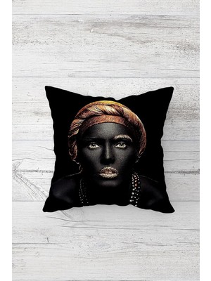 Renas Store Pelangi Afrikalı Siyahi Kadın Çift Tarafı Baskılı Gizli Fermuarlı Yastık Kılıfı Kırlent Koltuk Yastık Kılıfı, Siyah 45 x 45, 246907846221