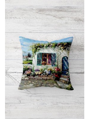 Renas Store Pelangi Yaz Temalı Çiçekli Çift Tarafı Baskılı Gizli Fermuarlı Yastık Kılıfı Kırlent Koltuk Yastık Kılıfı, Mavi-Mor-Yeşil 45 x 45, 2469195245451