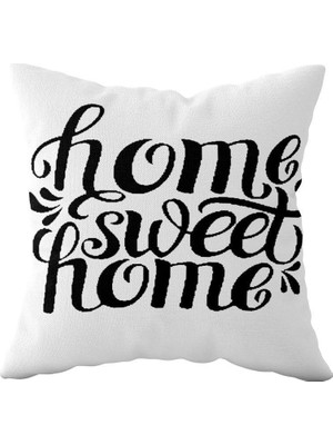 Renas Store Pelangi Sweet Home Çift Taraflı Gizli Fermuarlı Yastık Kılıfı Kırlent Koltuk Yastık Kılıfı, Siyah-Beyaz 43 x 43