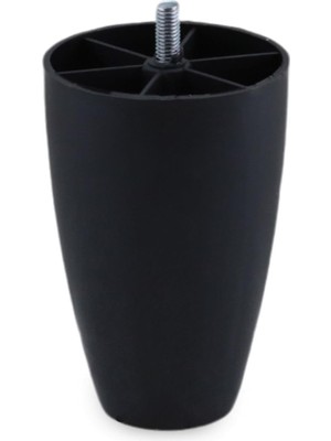 Renas Store BADEM10 Oval Plastik Ayak 12 cm Mobilya Yükseltici Sehpa Kanepe Tv Ünitesi Koltuk Ayağı Baza Ayakları Siyah