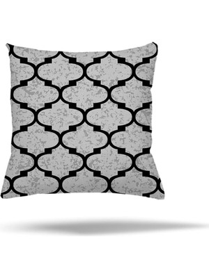 Renas Store Pelangi Patchwork Çiçek Desenli Etnik Gizli Fermuarlı Yastık Kılıfı Kırlent Kılıfı Koltuk Yastık Kılıfı, Gri-Siyah 45 x 45