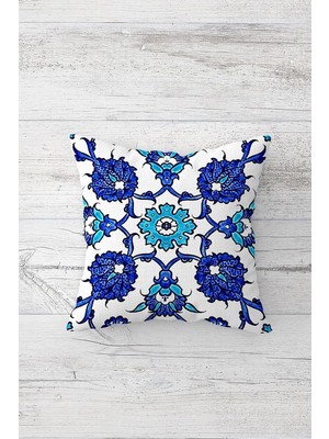 Renas Store Pelangi Ottoman Desenli Çift Tarafı Baskılı Gizli Fermuarlı Yastık Kılıfı Kırlent Koltuk Yastık Kılıfı, Lacivert-Mavi 45 x 45