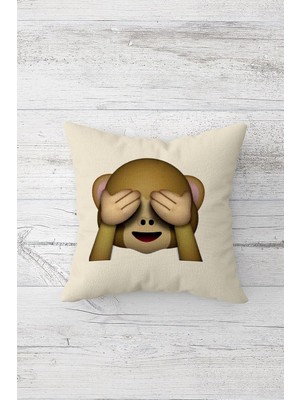Renas Store Pelangi Emojili Çift Tarafı Baskılı Gizli Fermuarlı Dekoratif Yastık Kılıfı Kırlent Kılıfı Yastık Kılıfı, Bej 43 x 43