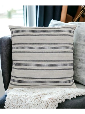 Renas Store Asdiva Buldan Dokuma Bohem TASARIM%100 Pamuklu 45X45CM Kırlent Kılıfı Krem Bej-Siyah
